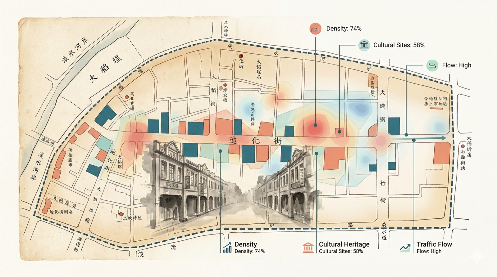 大稻埕歷史風貌特定專用區都更整合難度與容積移轉潛力分析