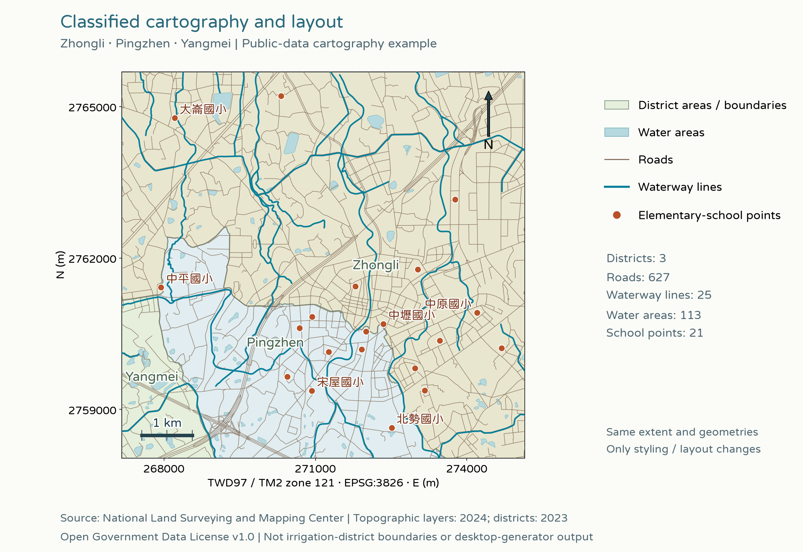 Classified cartography using open geographic data